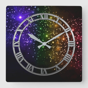 Horloge Carrée Rainbow Twilight