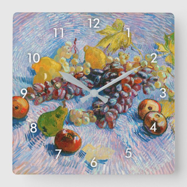 Horloge Carrée Raisins, citrons, poires et pommes, Van Gogh (Recto)