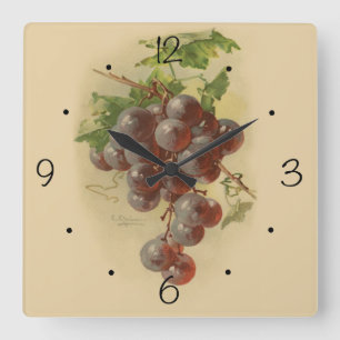 Horloge Carrée Raisins vintages