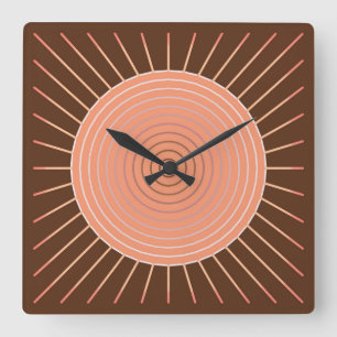 Horloge Carrée Rayon de soleil géométrique moderne - pêche et