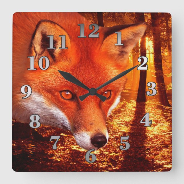 Horloge Carrée Red Fox (Recto)