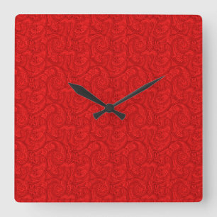 Horloge Carrée Red Paisley