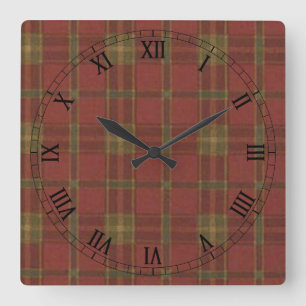 Horloge Carrée Red Plaid Square