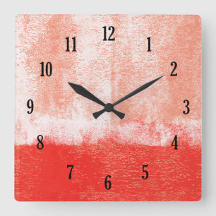 Horloge Carrée Red rolled paint clock