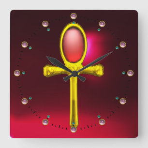 Horloge Carrée RED TALISMAN, Ruby Gemstones, Noir