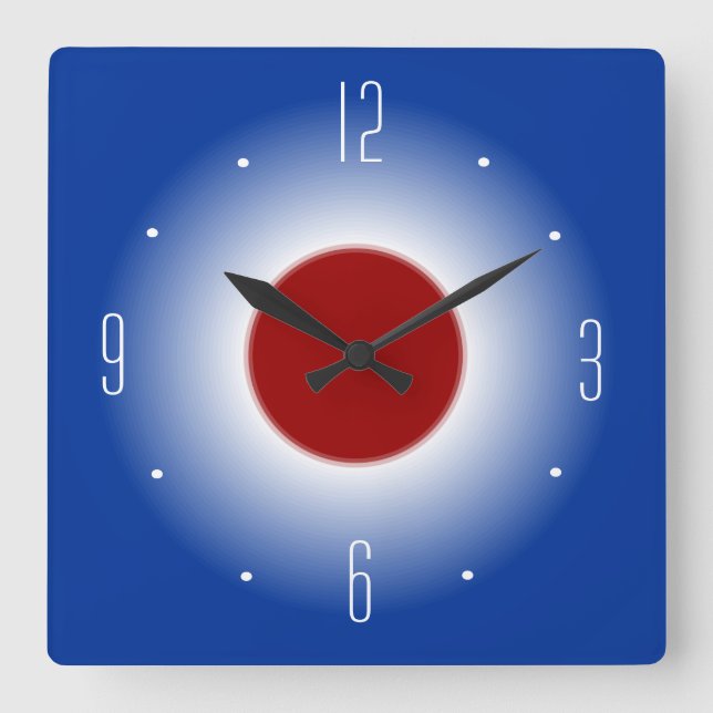 Horloge Carrée Red White and Blue Glow Design> Wall Clock (Recto)