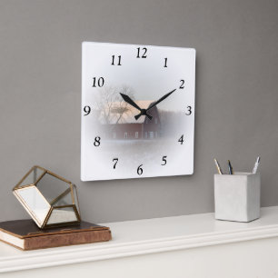 Horloge Carrée Red Winter Grange