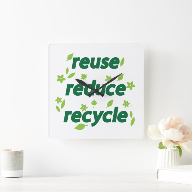 Horloge Carrée Réduire la réutilisation du recyclage (Maison)