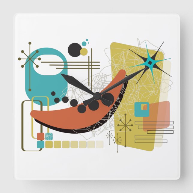 Horloge Carrée Redux rétro classique (Recto)