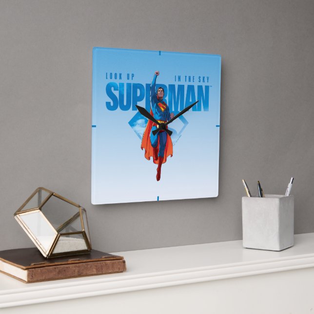Horloge Carrée Regarde ça, Superman (Bureau)