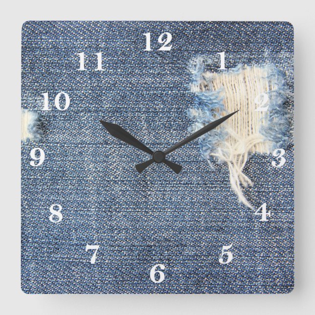 Horloge Carrée Regarder les jeans déchirés (Recto)