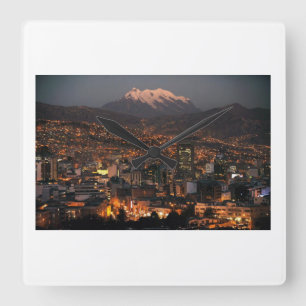 Horloge Carrée Reloj recuerdo de laine Paix Bolivie