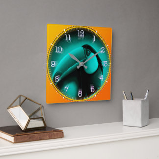 Horloge Carrée Reloj Time and illustrated art on your wall.
