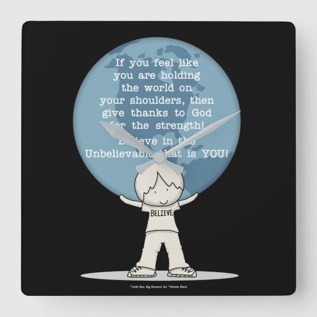 Horloge Carrée Remerciements pour la force (Recto)