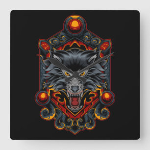 Horloge Carrée Renard Kitsune 