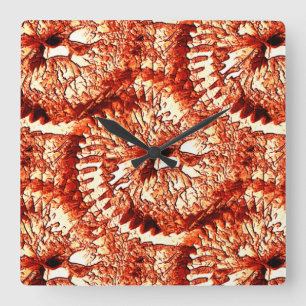 Horloge Carrée Répétition rustique de rosettes de corail rougeâtr