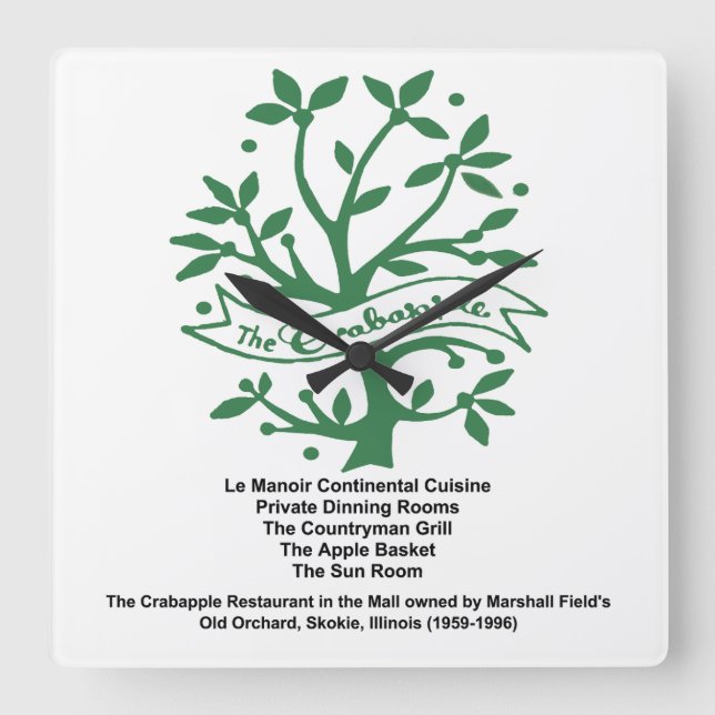 Horloge Carrée Restaurant Crabapple, Skokie, IL (Recto)