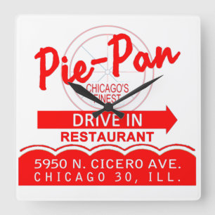 Horloge Carrée Restaurant Pie-Pan Drive-In, Chicago, Illinois