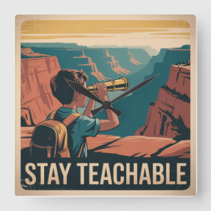 Horloge Carrée Restez Ouverts à l'Apprentissage