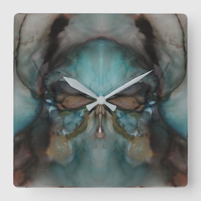 Horloge Carrée Résumé Design Effrayant Masque viking (Recto)