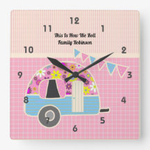 Rétro Campervan Pink Blue Hipster Shabby Chic