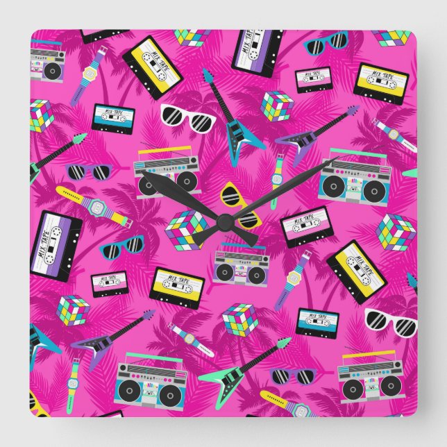 Horloge Carrée Rétro des années 80 (Recto)