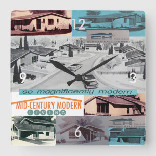 Horloge Carrée Rétro-licious mosaïque 60s moderne !