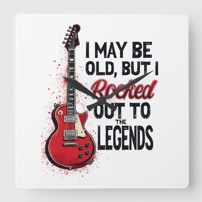 Horloge Carrée Retro Rock Guitare Classique Musique Nostalgie Des (Recto)