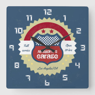 Horloge Carrée Rétro Vintage Grunge Garage