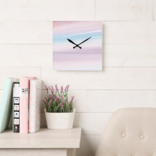 Horloge Carrée Rêve de ciel pastel 3