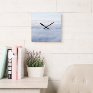 Horloge Carrée Rêve de ciel pastel et de nuages duvoreux 1