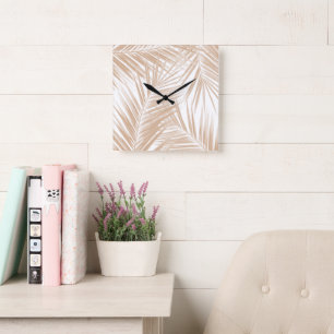 Horloge Carrée Rêve Feuille de palme 6 #tropical#art