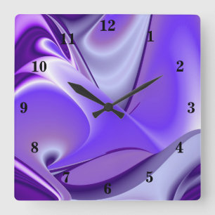 Horloge Carrée Rêves arc-en-ciel à fleurs violettes