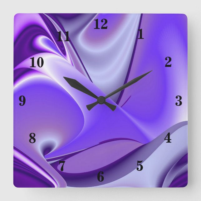 Horloge Carrée Rêves arc-en-ciel à fleurs violettes (Recto)