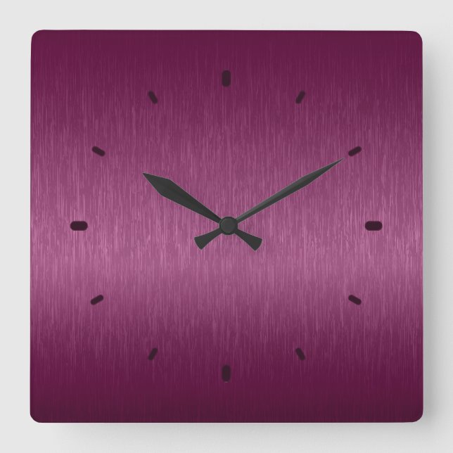 Horloge Carrée Revêtement en aluminium brossé rouge de marron (Recto)