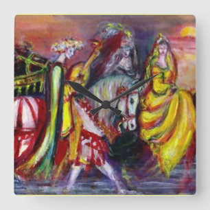 HORLOGE CARRÉE RIDERS DANS LA NUIT