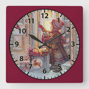 Horloge Carrée Ringing the Bell at Christmas Fine Art