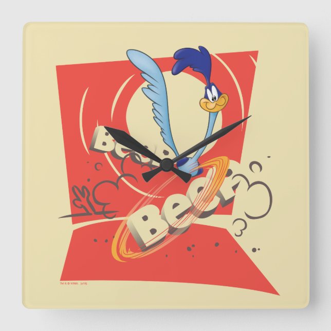 Horloge Carrée ROAD RUNNER™ BEEP!™ Graphique du coucher de soleil (Recto)