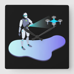 Horloge Carrée Robotique