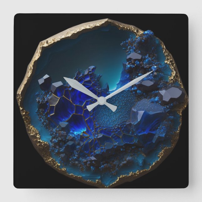 Horloge Carrée Roche de cristal bleu Gemstone Sapphire (Recto)