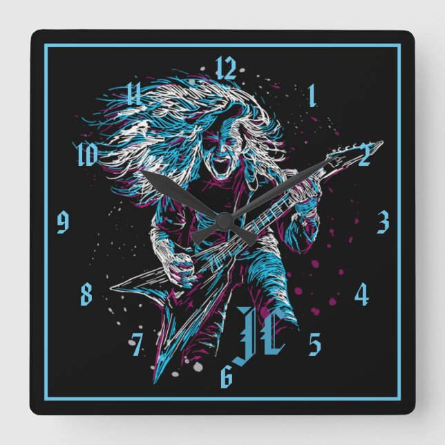 Horloge Carrée Roche Monogramme Sur Métal Lourd (Recto)