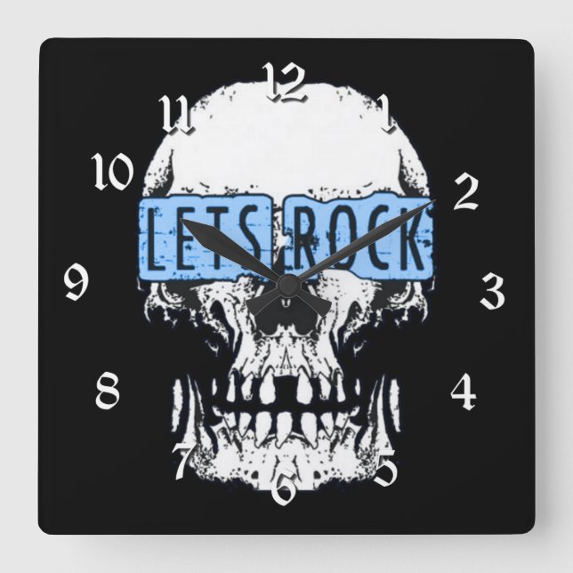 Horloge Carrée Rock Skull (Recto)