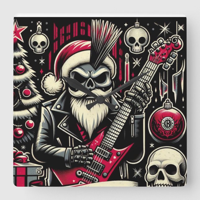 Horloge Carrée Rocker père xmas (Recto)