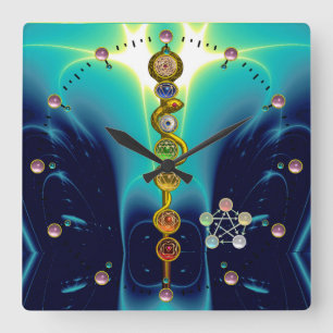 HORLOGE CARRÉE ROD OF ASCLEPIUS 7 CHAKRAS,YOGA ,SPIRITUAL ENERGY