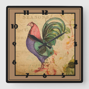 Horloge Carrée Rooster