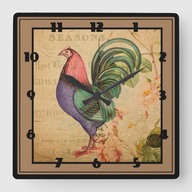 Horloge Carrée Rooster (Recto)