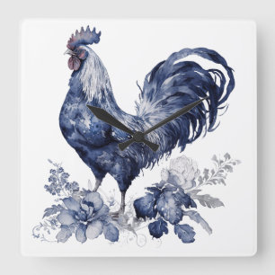 Horloge Carrée "Rooster" Style Willow Bleu
