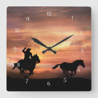 Roping Cowboy et Wild Horse