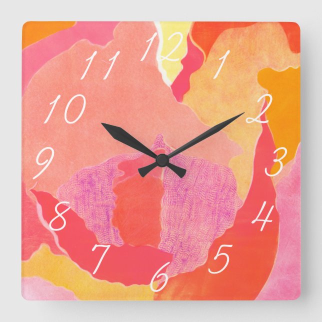 Horloge Carrée Rose de chou IV (Recto)