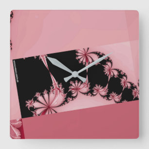 Horloge Carrée Rose de jardin fractal